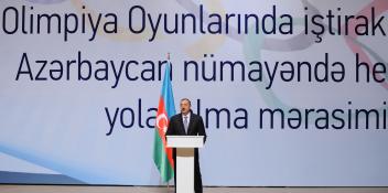 Ilham Aliyev attended a ceremony to see the Azerbaijan national team off to the 30th Summer Olympic Games in London