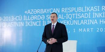 Ilham Aliyev attended a conference dedicated to the results of the second year in the execution of the “State Program on socioeconomic development of districts of the Republic of Azerbaijan in 2009-2013”