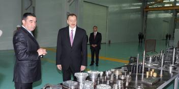 Ilham Aliyev examined the progress of expansion at a plant producing polymeric products in the Sumgayit Industrial Park