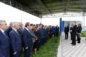 Ilham Aliyev attended a ceremony to mark the completion of a project on the reconstruction of water supply system and creation of sewage system in Goranboy