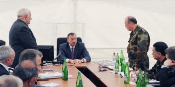 Ilham Aliyev held an itinerant meeting in Shirvan City on natural disaster