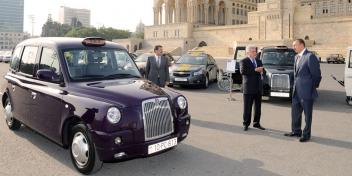 Ilham Aliyev reviews new motor vehicles brought to Baku