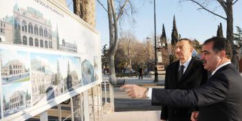 Ilham Aliyev participated at the groundbreaking ceremony of the Ganja State Philharmonic Society building