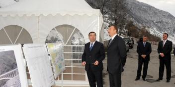 Ilham Aliyev attended the opening of a bridge over the Hamamchay river on the Ilisu-Saribash road in Gakh