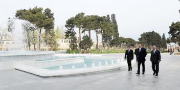 Ilham Aliyev attended the opening of a culture and recreation park in the Bilajari settlement after major overhaul and reconstruction