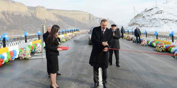 Ilham Aliyev attended the opening of the Gusar-Laza motor road