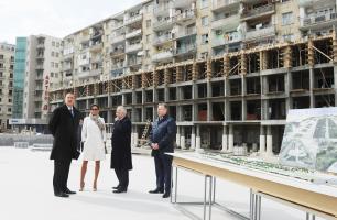 Ilham Aliyev reviewed progress of construction of underground parking, park, garden and a fountain complex on an area between Fizuli and Mirzaga Aliyev Streets of Baku