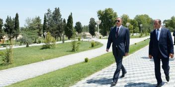 Ilham Aliyev reviewed the progress of construction of the Heydar Aliyev park in Barda