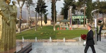 Ilham Aliyev attended the opening of the Park of Heroes in Oguz