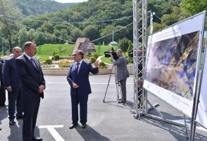 Ilham Aliyev attended a ceremony to supply drinking water to Oguz city