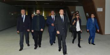 Ilham Aliyev reviewed the progress of construction at the Baku Olympic Stadium