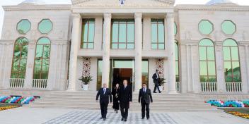 Ilham Aliyev participated at the opening of a new administrative building of the YAP Goranboy regional branch