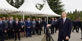 Ilham Aliyev attended the ceremony to mark the supply of drinking water to Naftalan