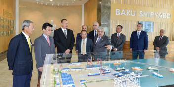 Ilham Aliyev attended the opening ceremony of the Baku Shipyard