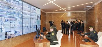 Ilham Aliyev reviewed the construction and reconstruction work carried out at the military camp of the Special State Protection Service and attended the opening of a sports center