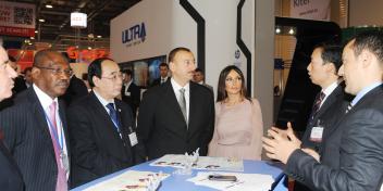 Ilham Aliyev reviewed the 18th Azerbaijan international exhibition of telecommunication and information technologies “BakuTel-2012”