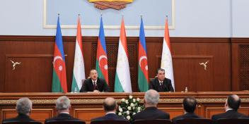 Ilham Aliyev and Tajik President Emomali Rahmon made statements for the press