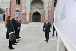 Ilham Aliyev reviewed the progress of repair, restoration and construction work at Imamzade Complex in Ganja