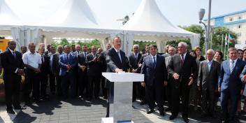 Ilham Aliyev attended the opening ceremony of a sewage system and a water pipeline which will supply the city of Shabran with drinking water