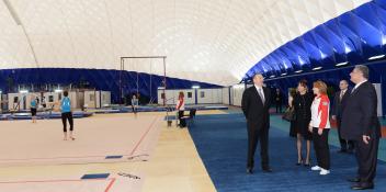 Ilham Aliyev reviewed the progress of construction of the National Gymnastics Arena in Baku