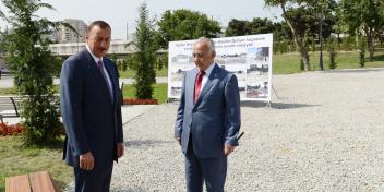 Ilham Aliyev examined the progress of work at the new park on the crossroads of Heydar Aliyev Avenue and Aladdin Guliyev Street of the capital