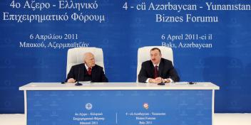 Speech by Ilham Aliyev at the 4th Azerbaijan-Greece business forum