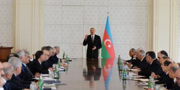 Opening speech by Ilham Aliyev at the meeting of the Cabinet of Ministers dedicated to the results of socioeconomic development in the first quarter of 2015 and objectives for the future