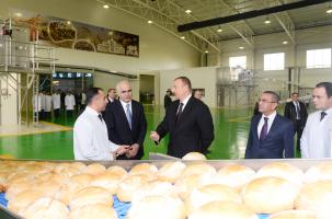 Ilham Aliyev attended the opening of a bread factory in Shamkir