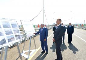 Ilham Aliyev attended the opening of a bridge over the Kur River in Shirvan