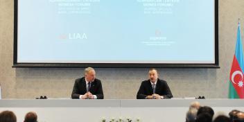 Ilham Aliyev and President of the Republic of Latvia Andris Berzins attended the Azerbaijani-Latvian business forum