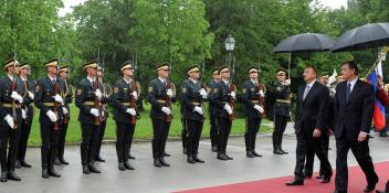 Official welcoming ceremony of Ilham Aliyev in Slovenia was held