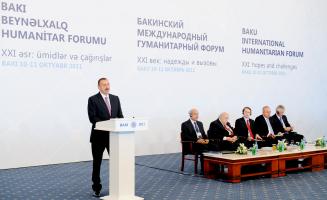 Speech by Ilham Aliyev at the opening of the International Humanitarian Forum