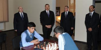 Ilham Aliyev attended the opening of a Chess School in Saatli