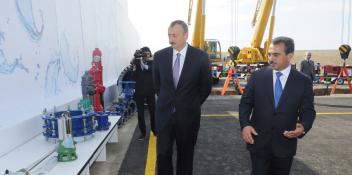 Ilham Aliyev attended a ceremony to lay the foundation of the Shirvan-Mugan water supply system in Hajigabul