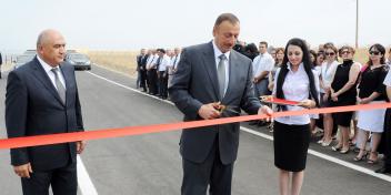 Ilham Aliyev participated in the opening of Samur – Hazra highway