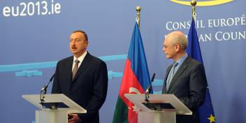 Ilham Aliyev and President of the European Council Herman Van Rompuy made statements for the press