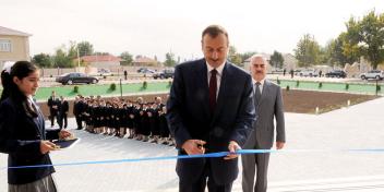 Ilham Aliyev attended the opening of a new school building in the Yengija village of Sharur district