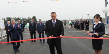 Ilham Aliyev attended the opening of a reconstructed bridge over the River Araz on the Saatli-Musali-Mazrali road