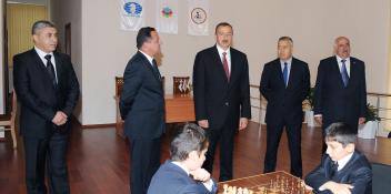 Ilham Aliyev examined progress of reconstruction at the Nizami culture and recreation park and attended the opening of a chess school in Guba