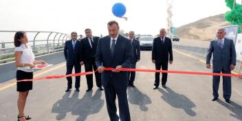 Ilham Aliyev took part in the opening of the Shabran encircling highway and the bridge compound