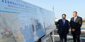 Ilham Aliyev attended a ceremony to commission a water line and sewage network in Siyazan city