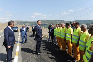 Ilham Aliyev attended the opening of a 20-km section of the Yardimli-Deman-Arvana road being reconstructed