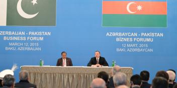 Ilham Aliyev and President Mamnoon Hussain attended the Azerbaijani-Pakistani business forum