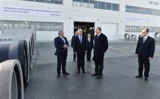 Ilham Aliyev attended the opening of a concrete plant in Sumgayit