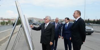 Ilham Aliyev attended the opening of the overhauled Tagiyev-Sahil highway