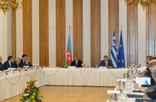 Ilham Aliyev and Prime Minister of Greece Antonis Samaras met with top business people in Athens