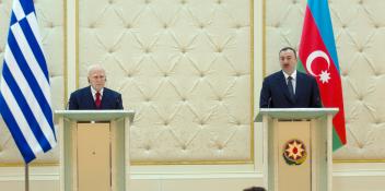 Ilham Aliyev and President of Greece Karolos Papoulias made statements for the media