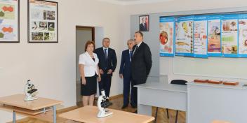 Ilham Aliyev reviewed secondary schools No 19 and 240 in the Nasimi district of Baku after major overhaul and reconstruction