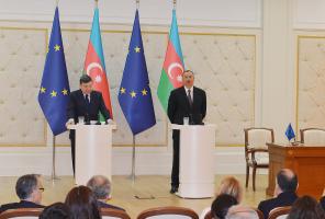 Ilham Aliyev and President of the European Commission Jose Manuel Barroso made statements for the press