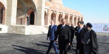 Ilham Aliyev studied the repair-restoration and construction work carried out in Ganja’s Imamzade Compound